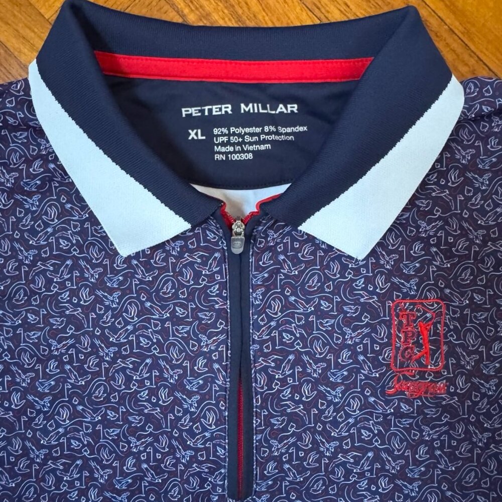PETER MILLAR TPC Sawgrass women's XL golf shirt short sleeve zip polo UPF 50+